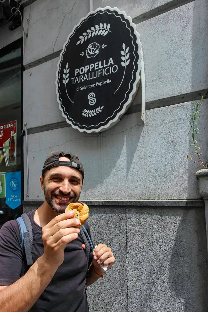 Eating the best tarallo in Naples at Poppella in Sanita district