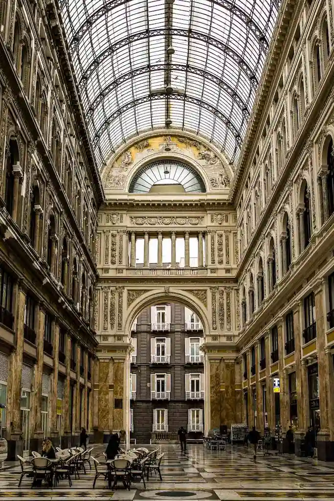 Beautiful details of Galleria Umberto I in Naples Italy