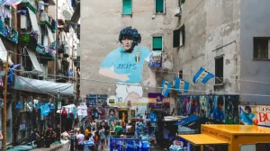 Spanish Quarter Naples famous Maradona Mural and shops