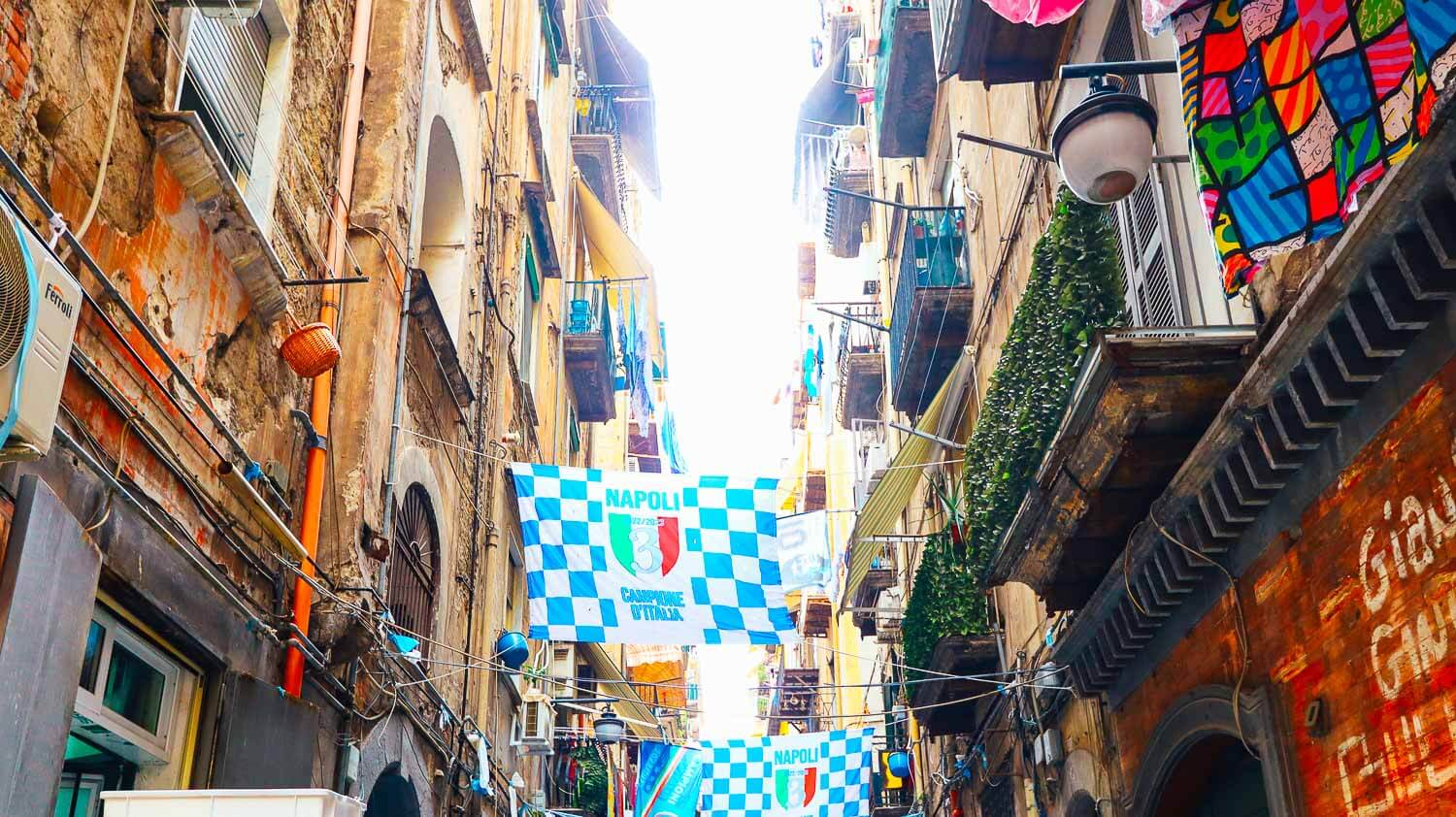 How to Get to Naples Spanish Quarter: Local's Metro, Airport & Cruise Guide 1 Naples Spanish Quarter narrow alleys and balcony